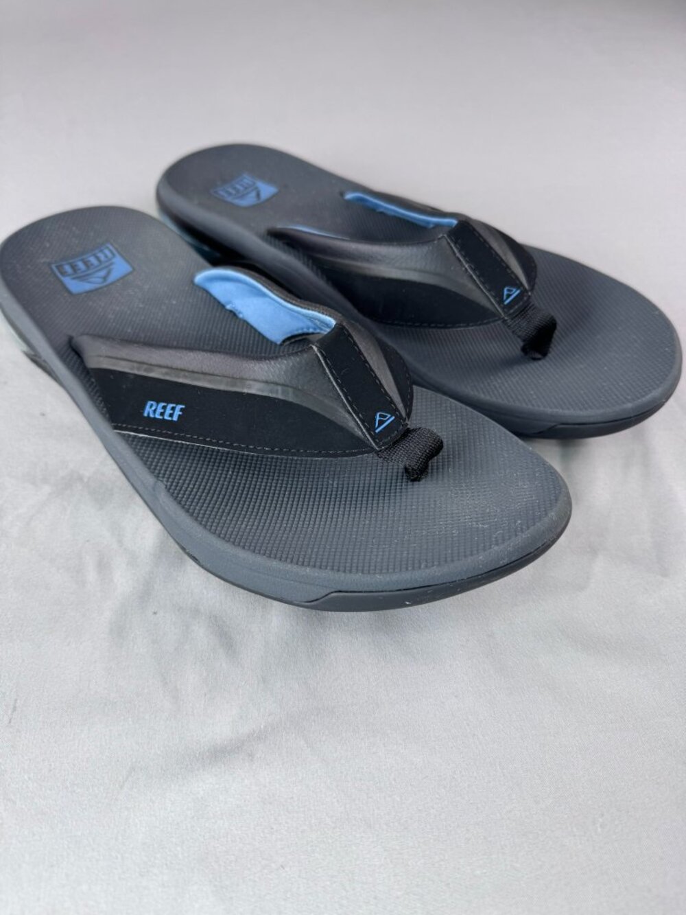 REEF Anchor Men's 13 Sandal Grey/Blue Casual Water Resort Pool Nautical Outdoor